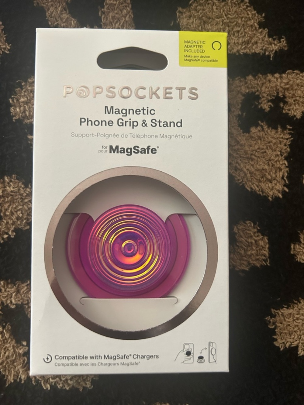 PopSocket Magnetic Phone Grip & Stand - Pink with Iridescent Gold Center